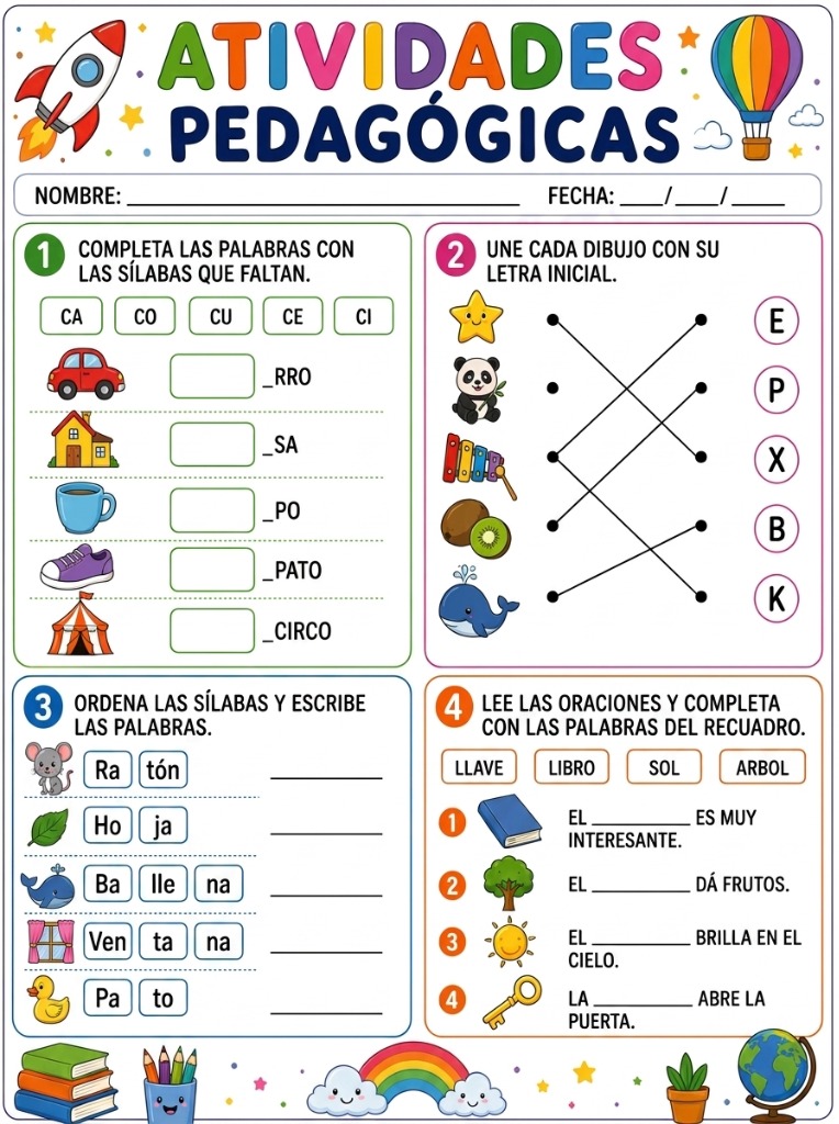 Ejemplo de Hoja de Actividad de Alfabetización